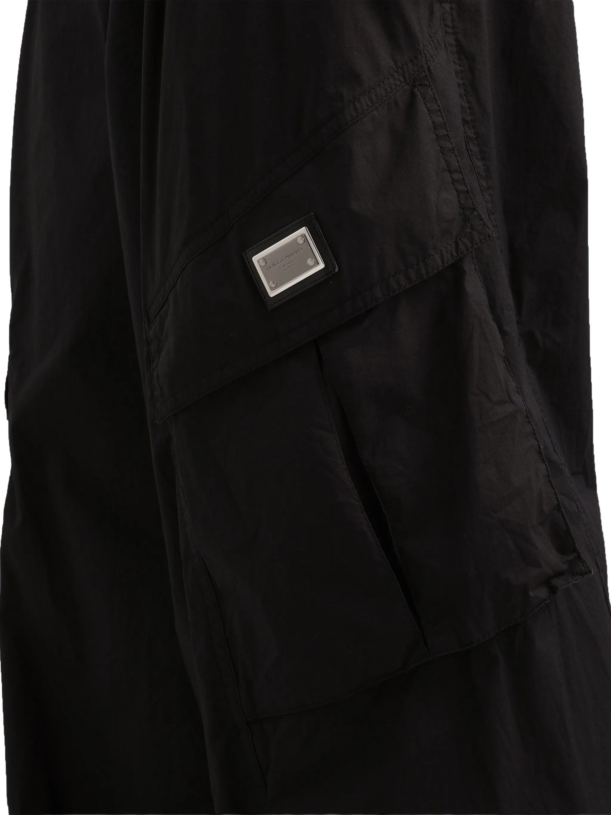 Wide-Leg Cotton Cargo Drawstring Waist Pants