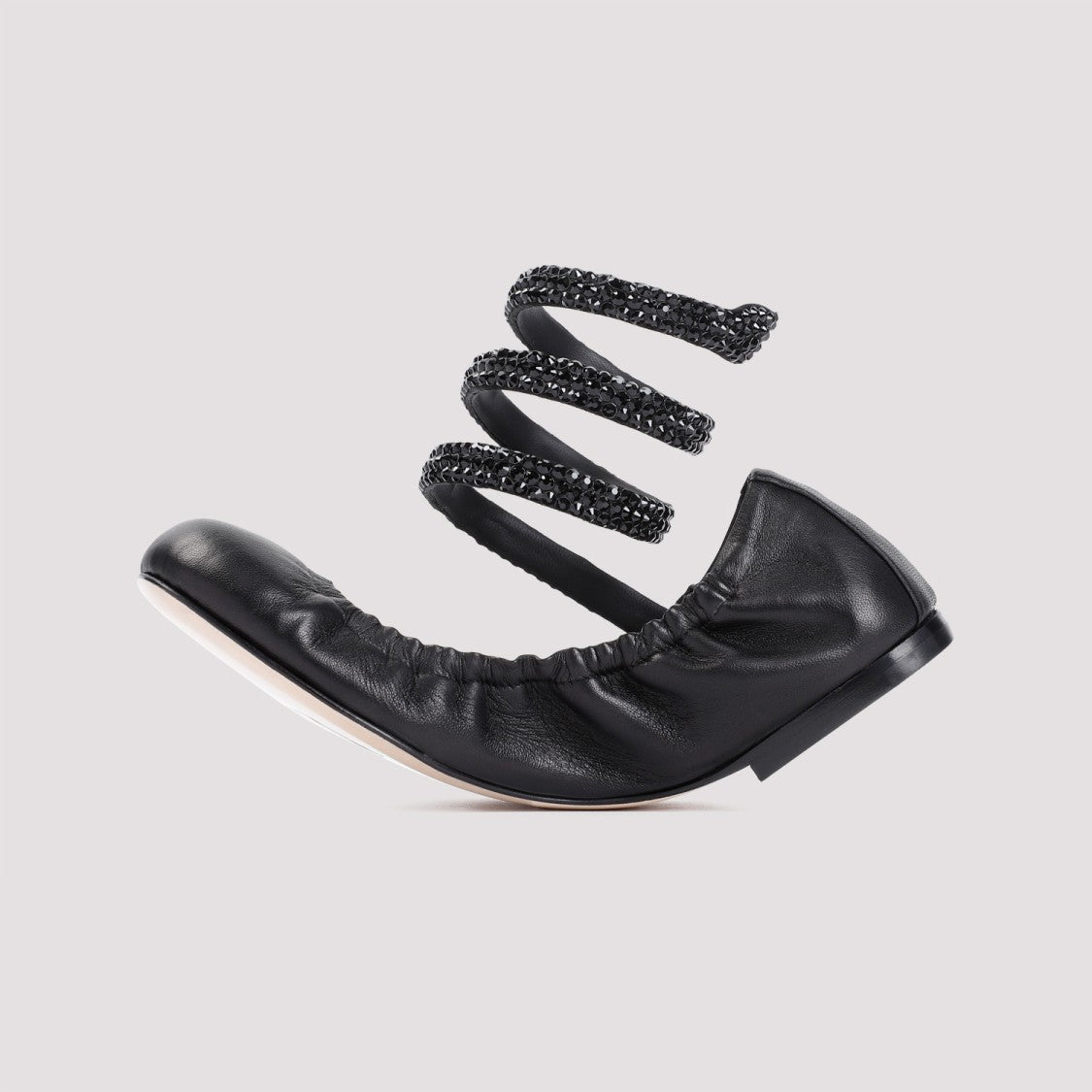 Black Lamb Leather Ballerinas