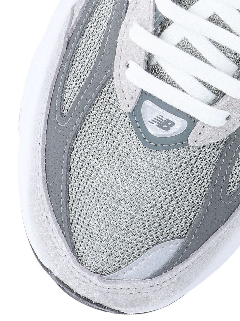 Tonal Grey Leather And Mesh Sneakers