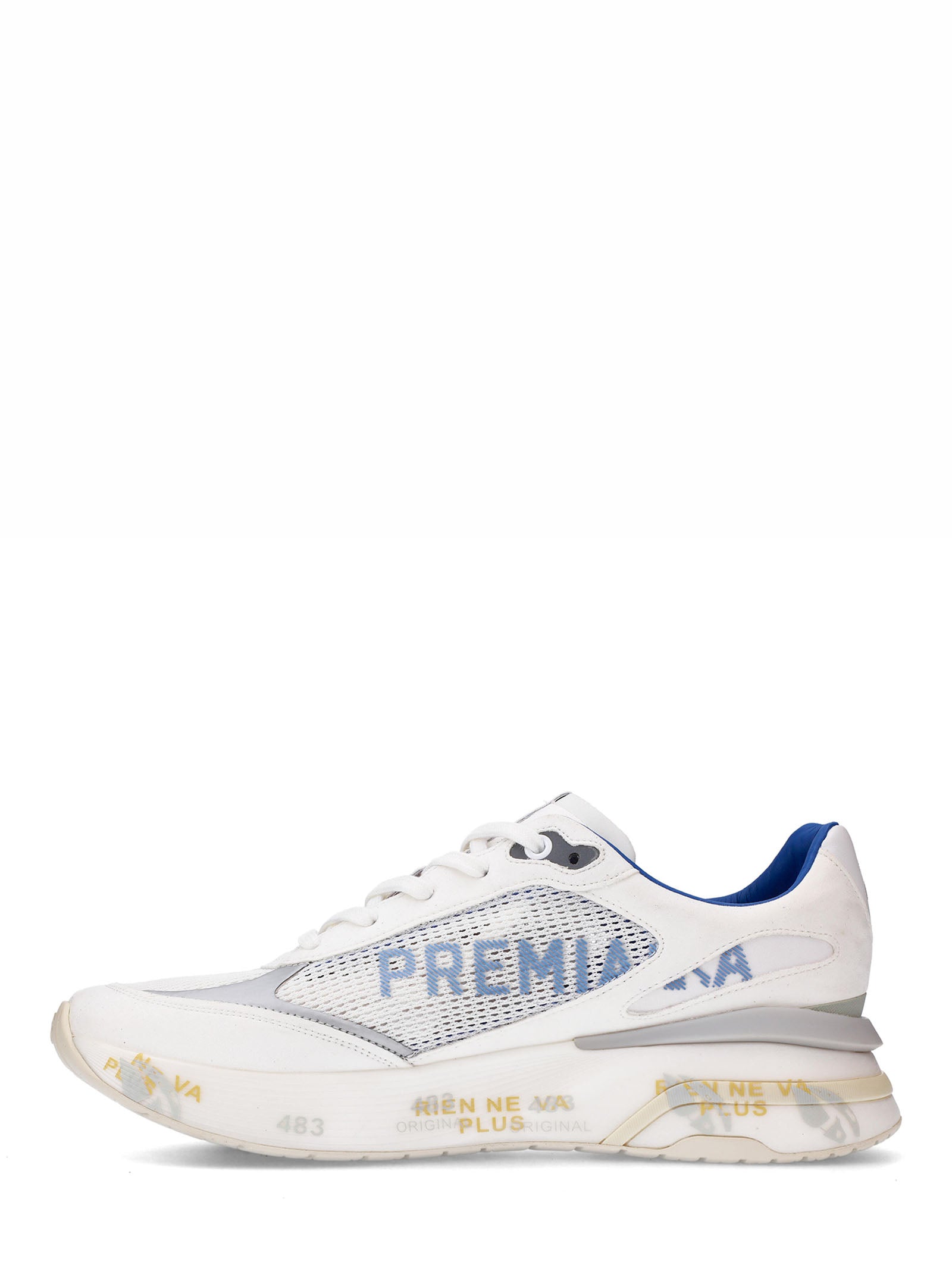 Technical Fabric Suede White Round-Toe Sneakers