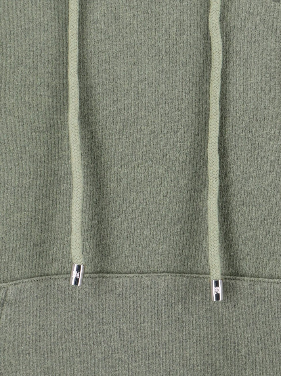 Muted Green Hoodie With Kangaroo Pocket And Drawstring Hood