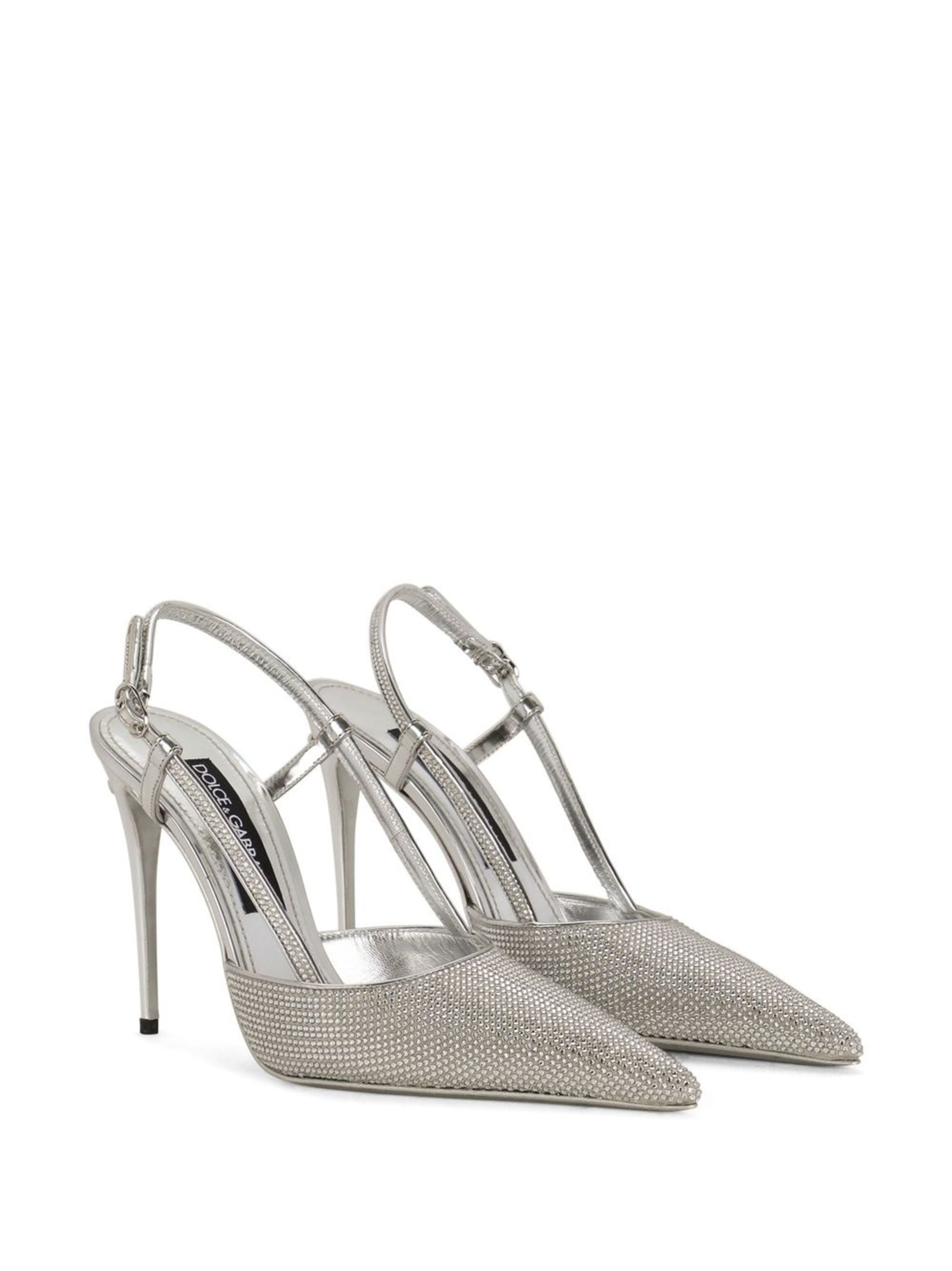 Black Satin Slingback Lollo Rhinestone Pumps