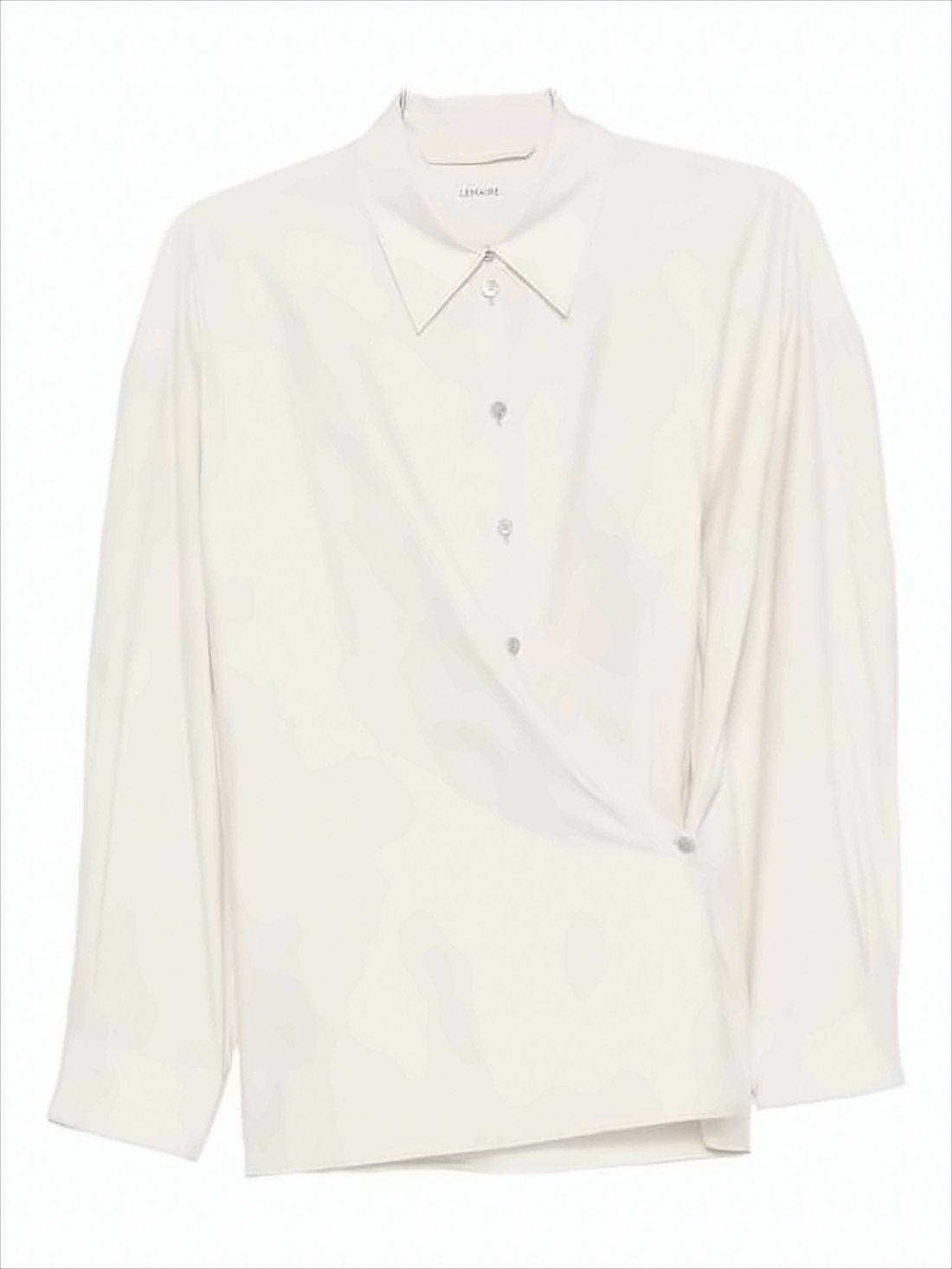 Twisted Front Long-Sleeved Shirt With Straight Collar