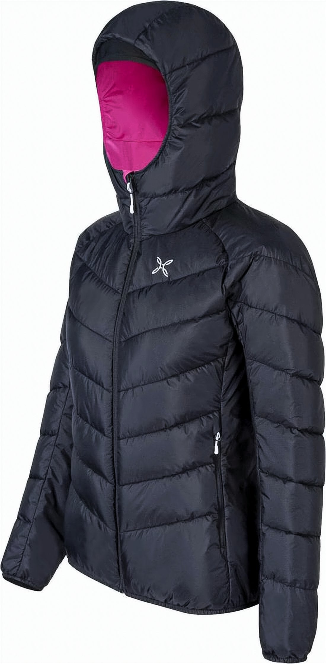 Hooded Quilted Down Jacket with Chevron Stitching