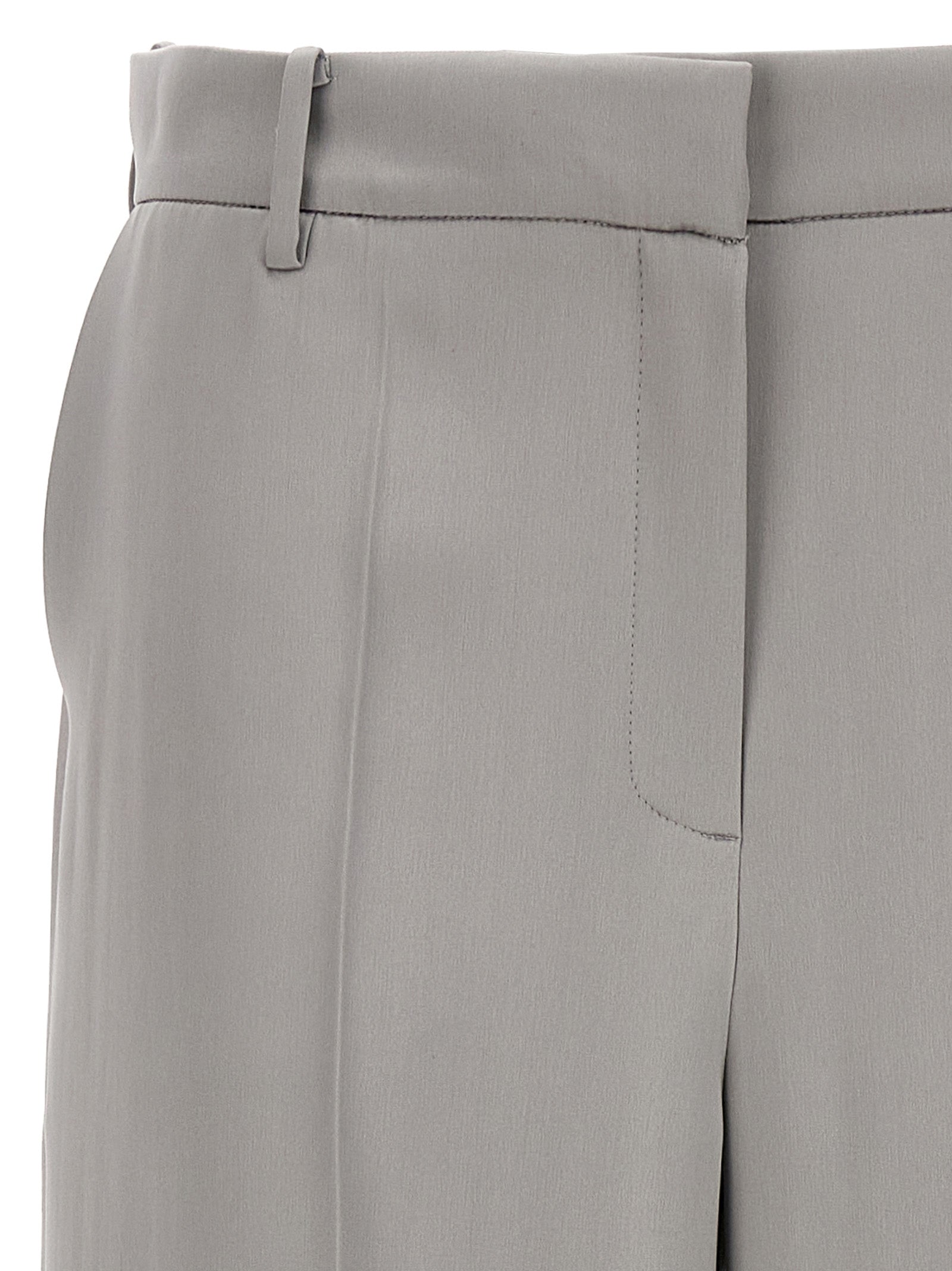 Satin Straight Leg Pants with Central Crease