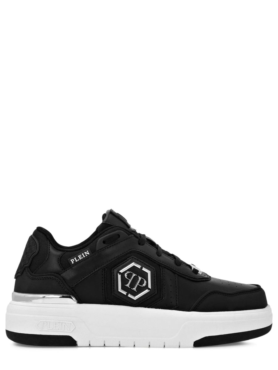 Sporty Black Sneakers with Hexagonal Logo
