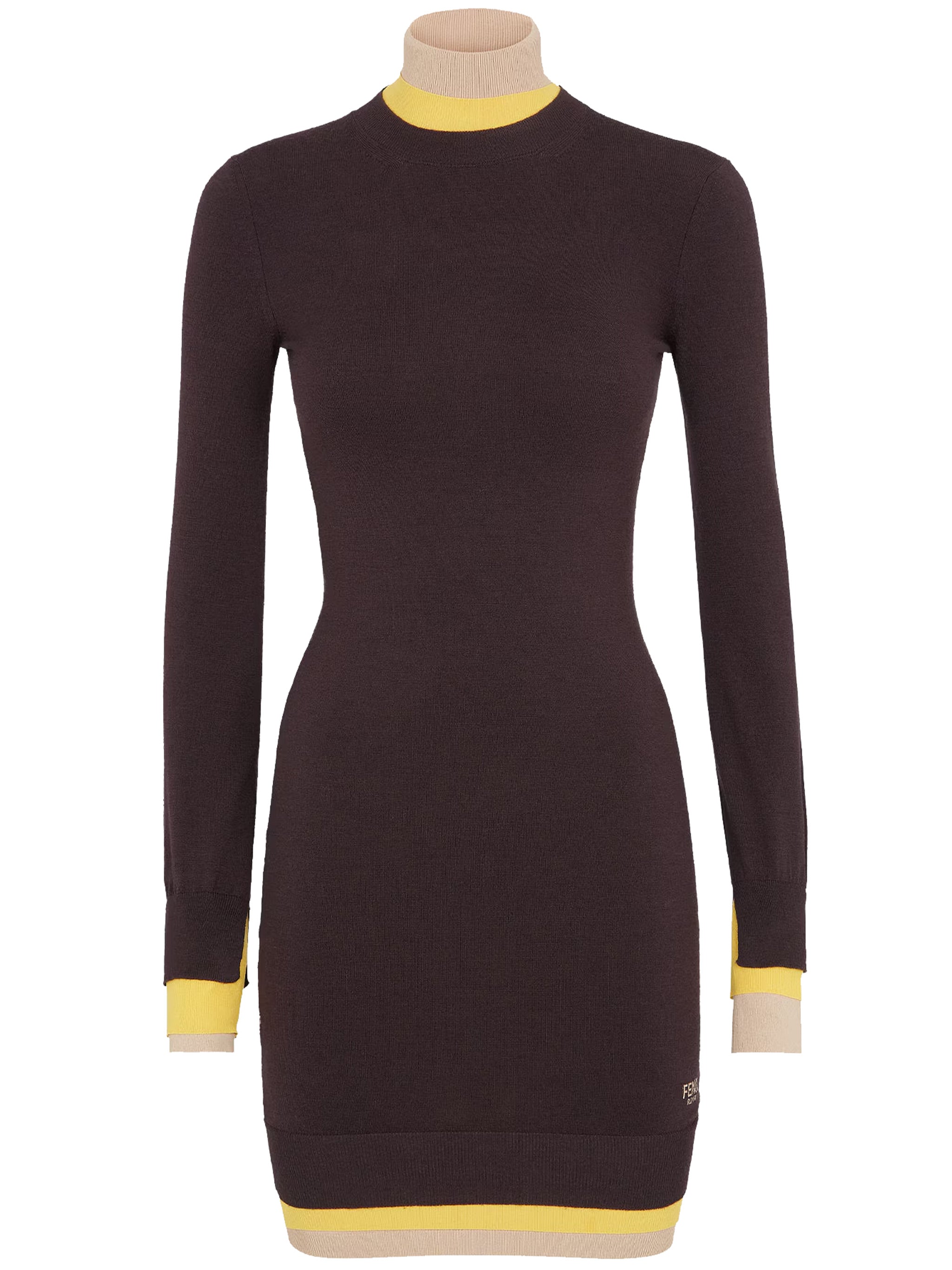 Dark Purple Wool Trompe-l'œil Ribbed Dress