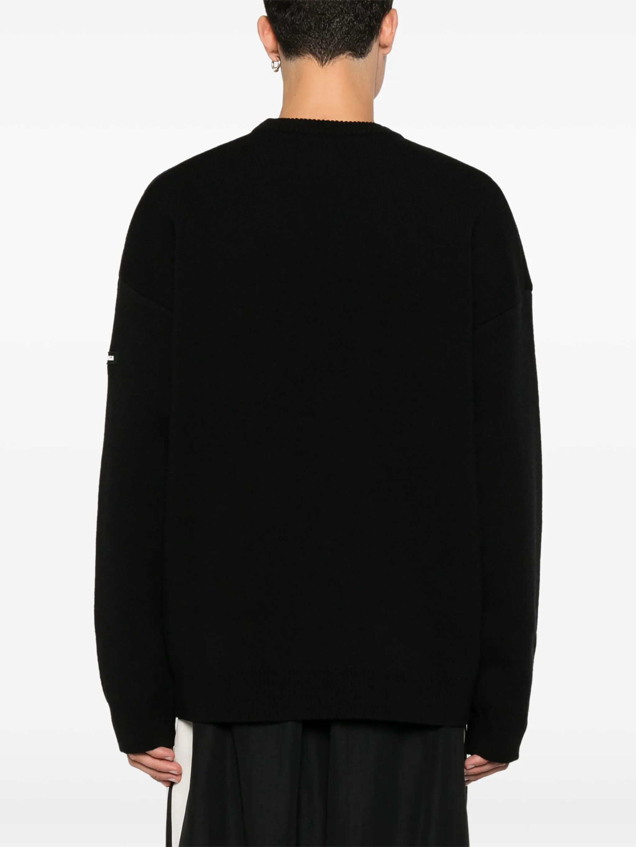 Black Relaxed Fit Crew Neck Sweater