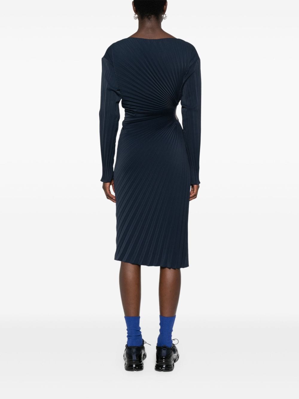 Midnight Blue Fully Pleated Pencil Dress