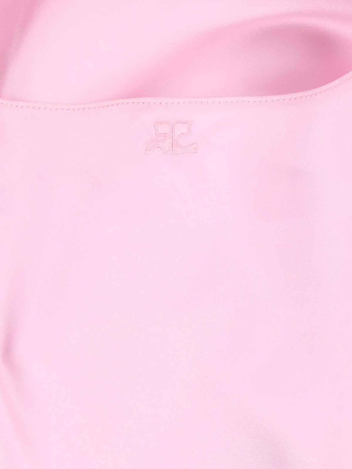 Pink Silk Embroidered Logo Mini Dress
