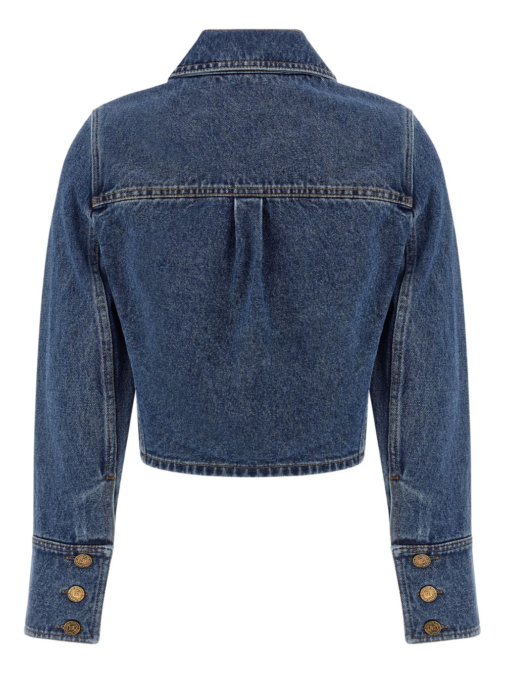 Cropped Denim Jacket With Classic Collar