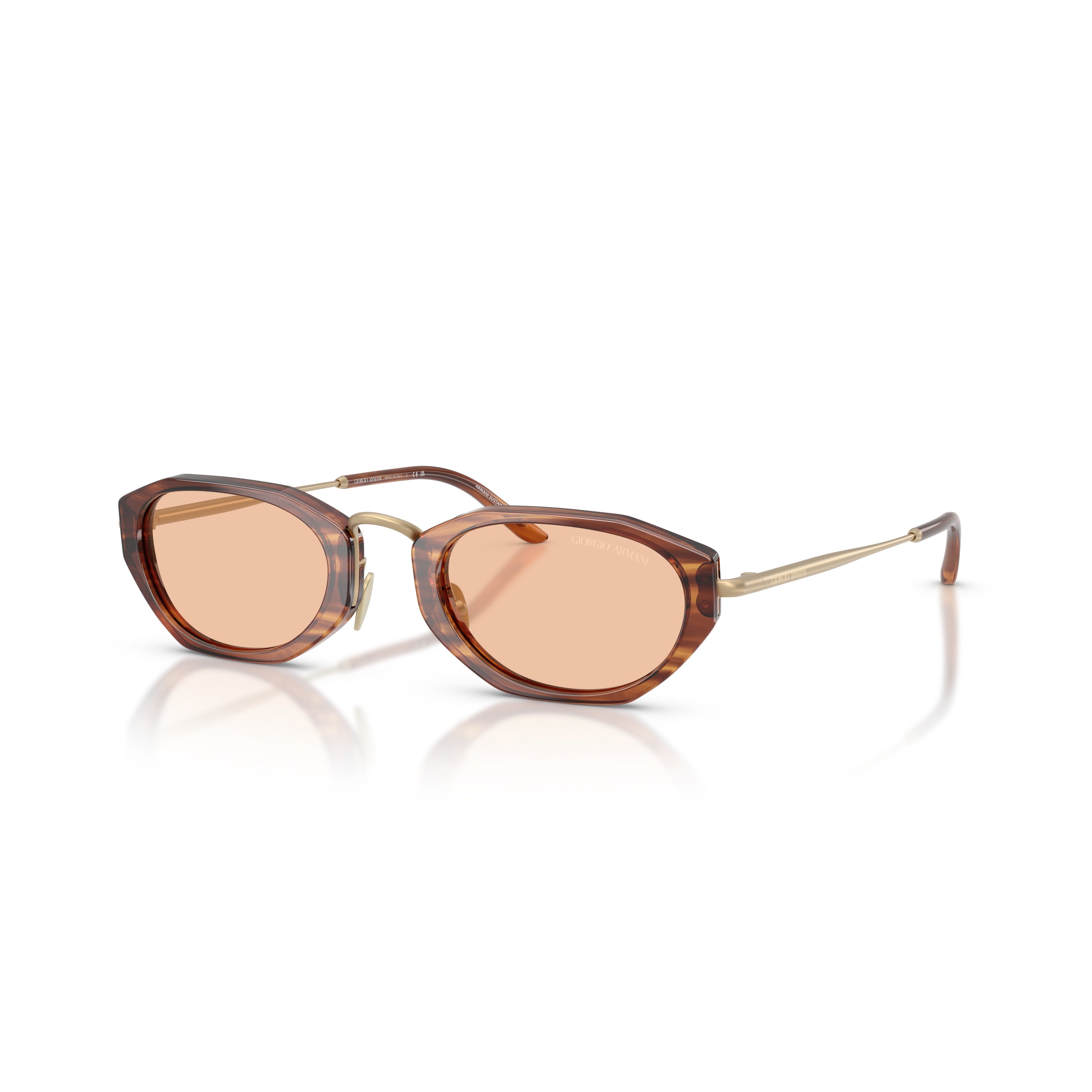 0ar8242 Angular Geometric Sunglasses with Translucent Brown Frame