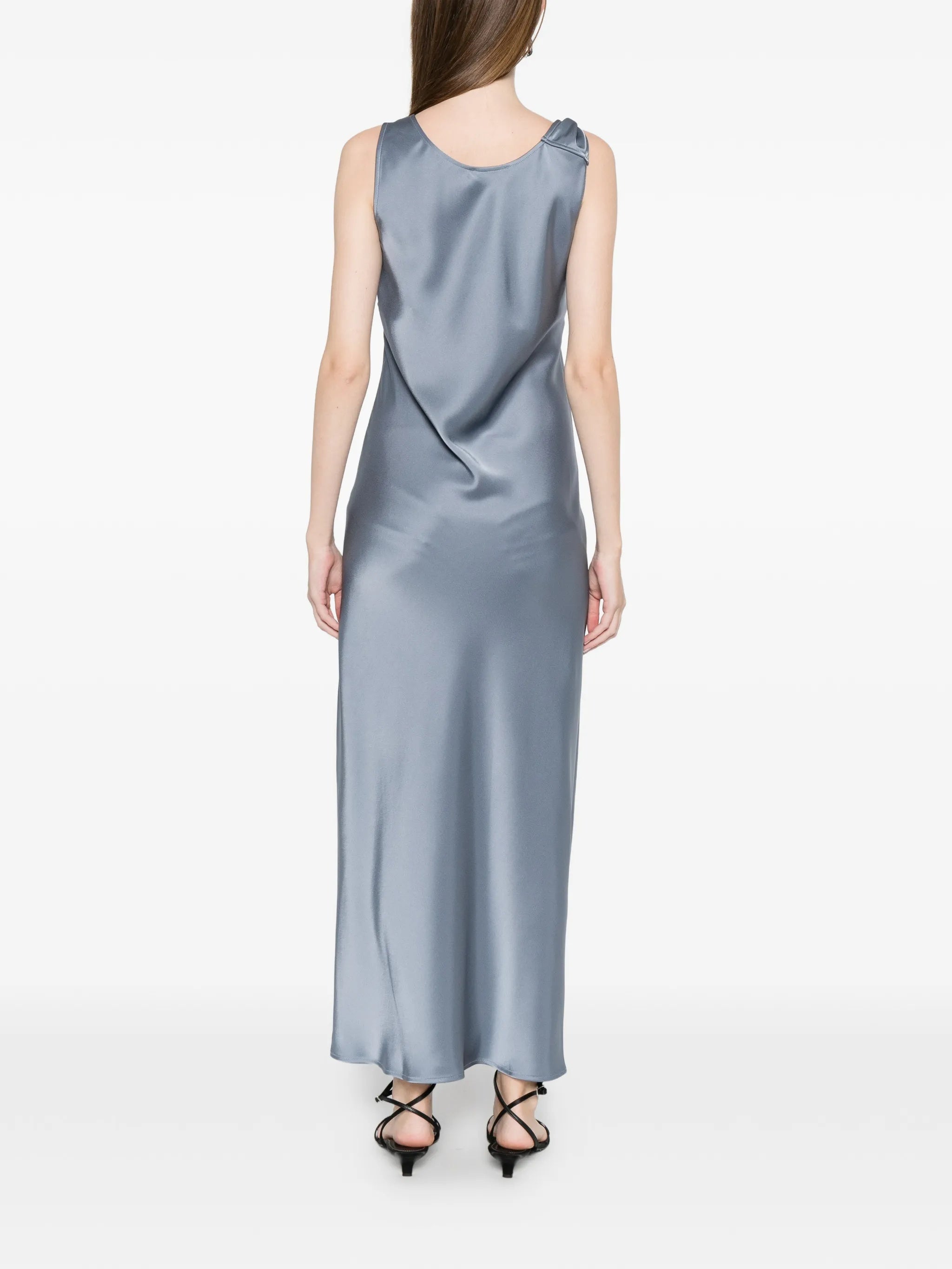 Blue Mmlovale Satin-Finish Sleeveless Maxi Dress