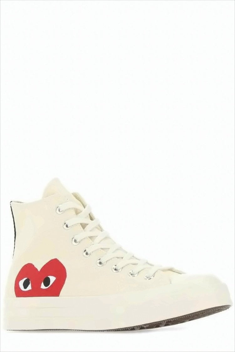 High-Top Canvas Sneakers With Iconic Heart Graphic