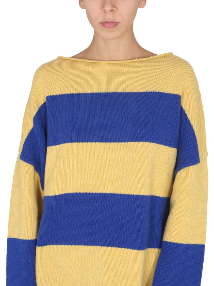 Oversized Knit Sweater With Striking Blue