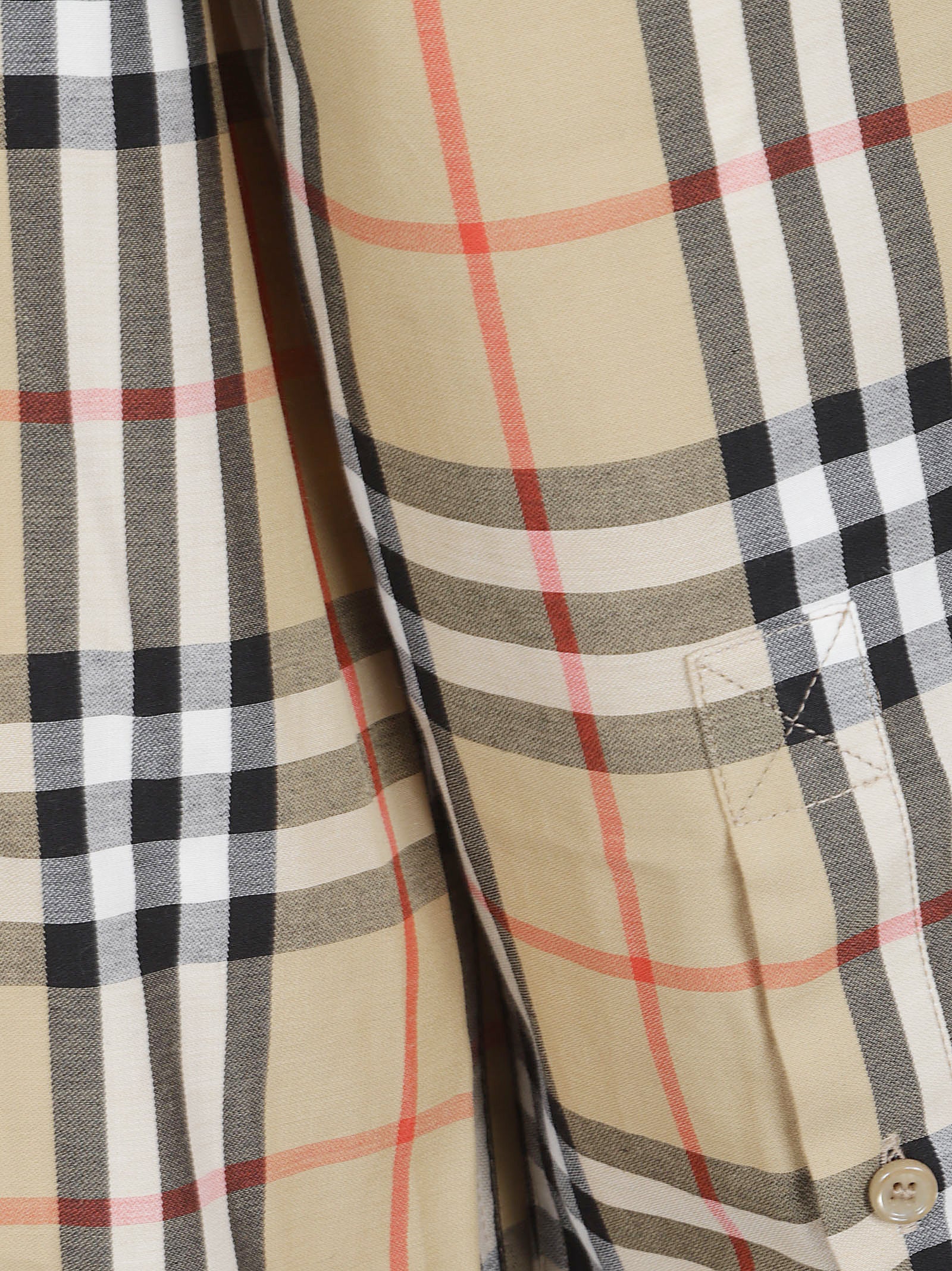 Burberry Check Embroidered Cotton Shirt