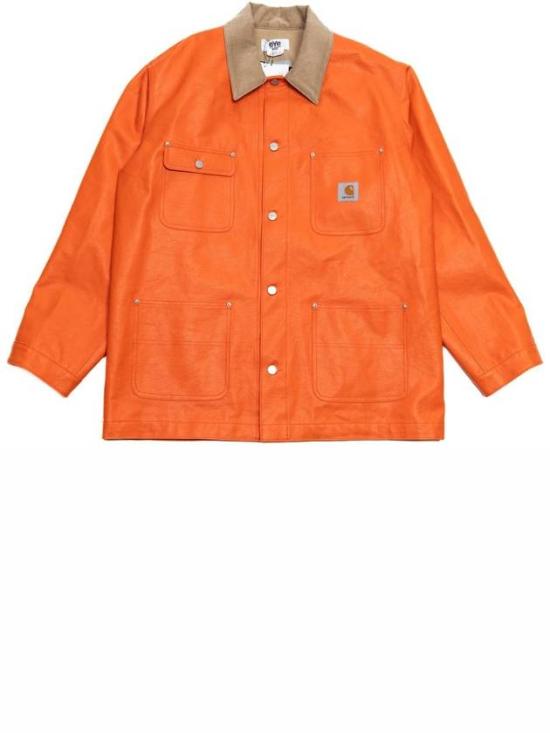 Boxy Orange Jacket With Contrasting Beige Collar