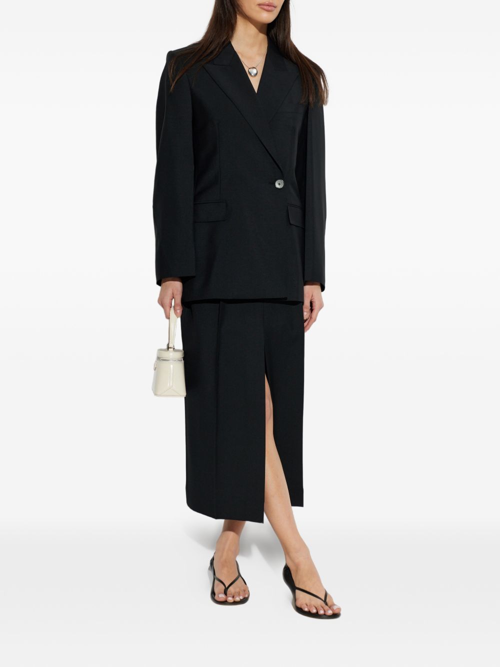 Black Silk And Nylon Midi Skirt