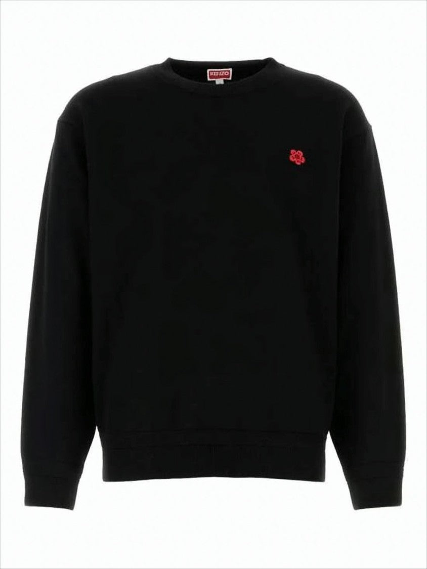 Minimalist Black Wool Sweater With Subtle Embroidery