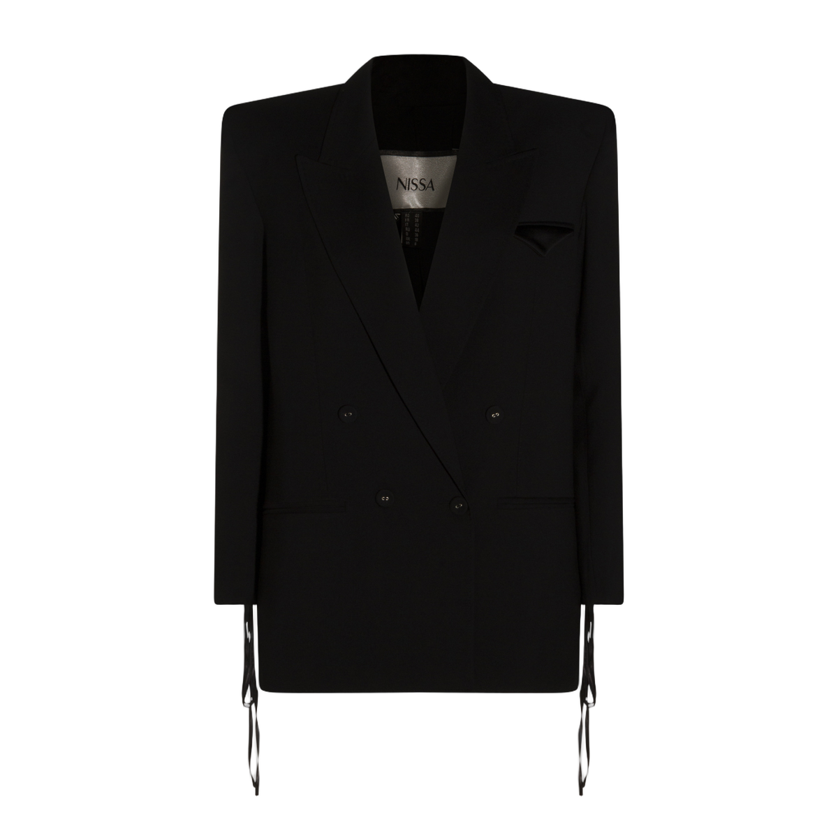 Double-Breasted Tailored Jacket With Ribbon Ties