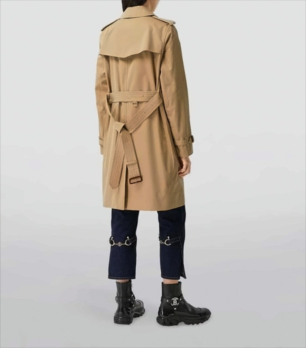 Double-Breasted Trench Coat with Distinctive Check Hood