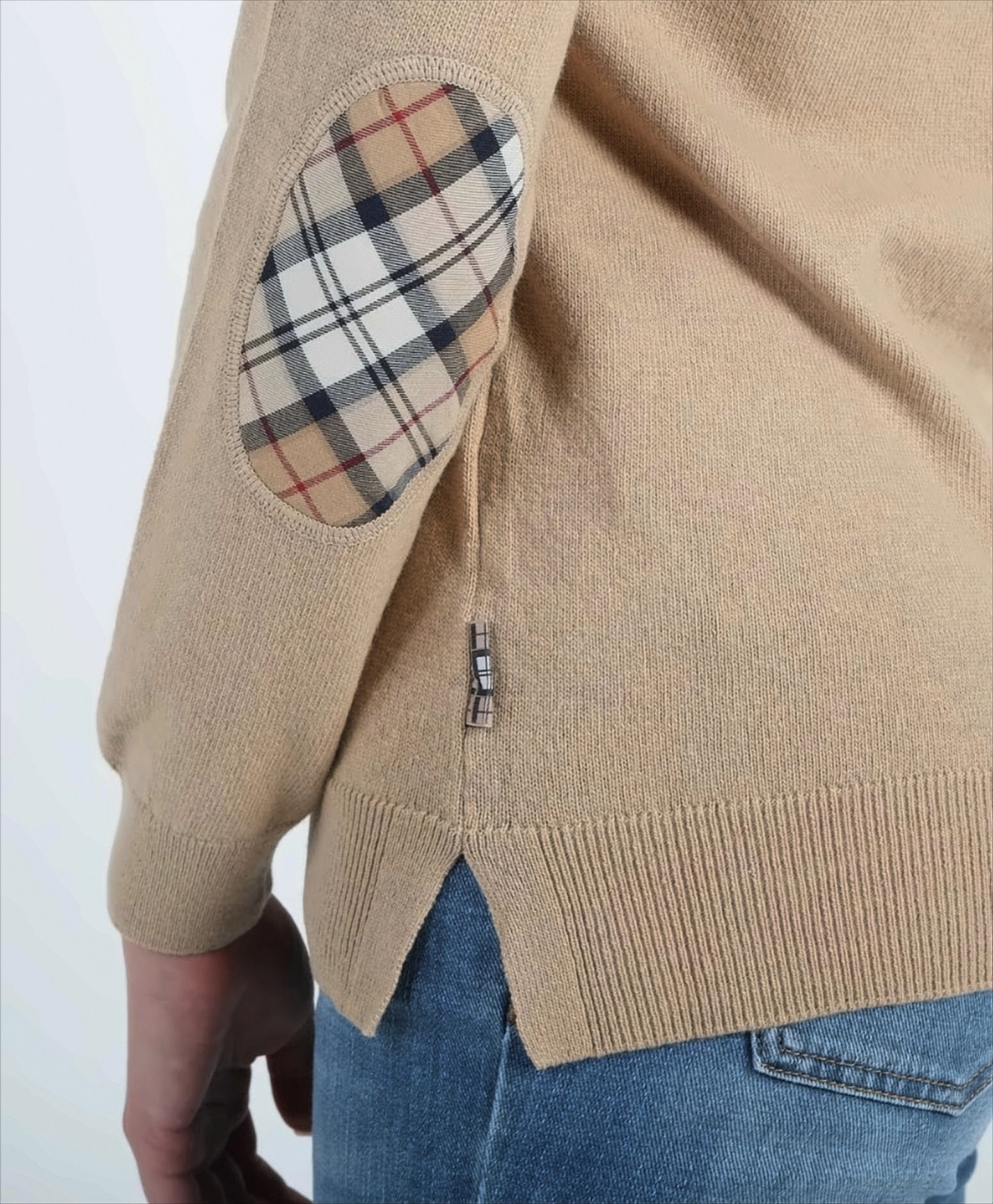 Pendle Crew Knit Sweater With Tartan Details
