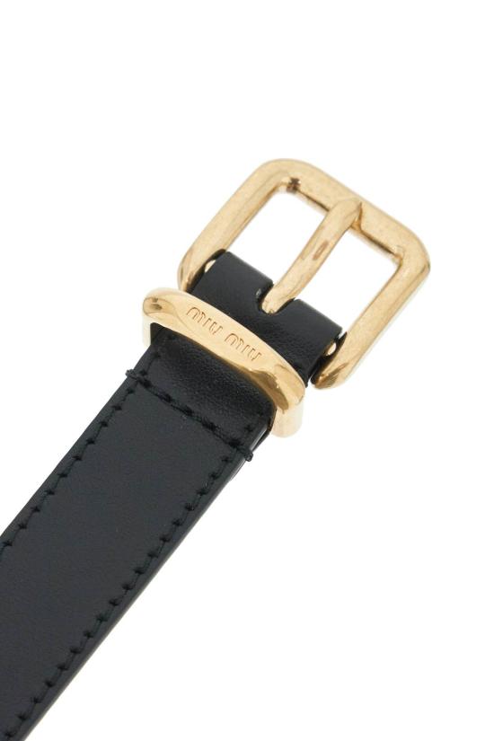 Sleek Black Calfskin Leather Belt