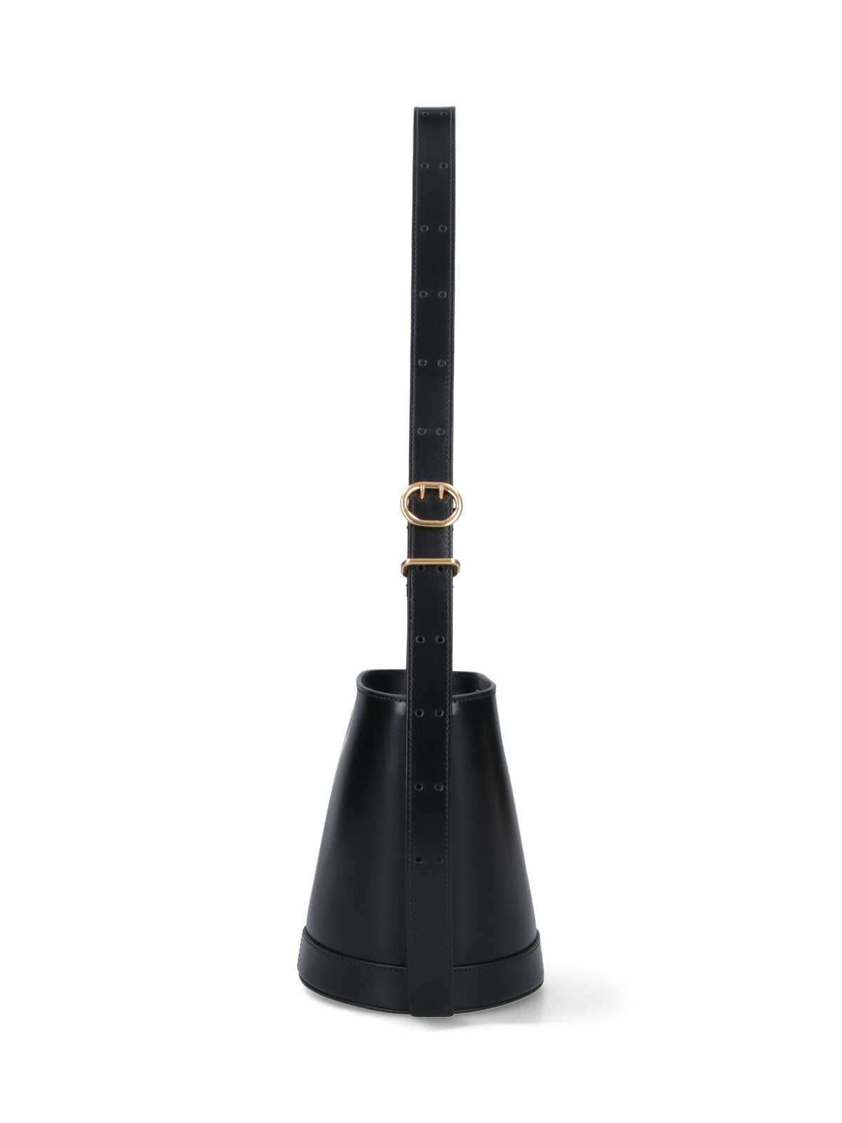 Sleek Black Calf Leather Bucket Bag