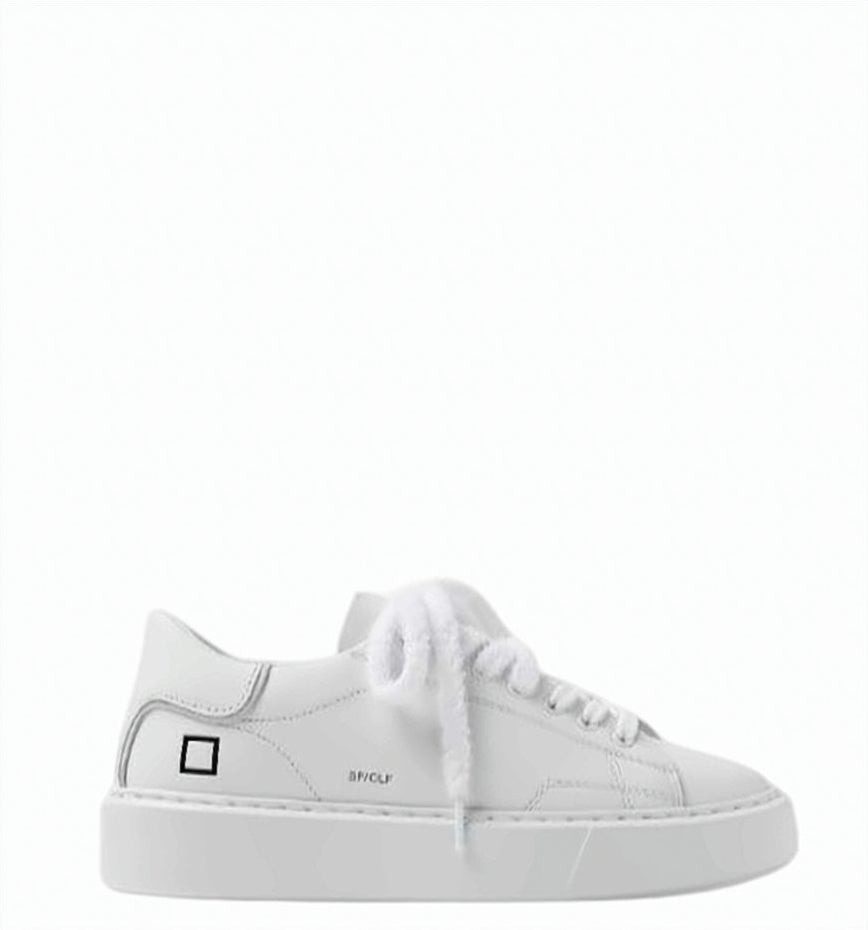 White Sfera Calf Leather Stitched Sneakers