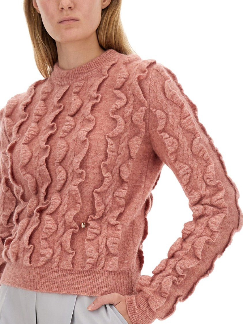 Ruffled Texture Wool Blend Sweater