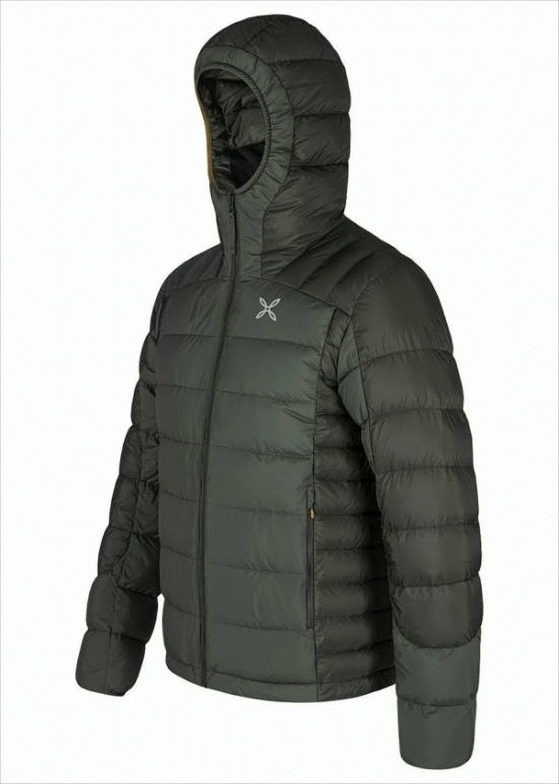 Quilted Nylon Down Jacket With Hood And Contrast Lining