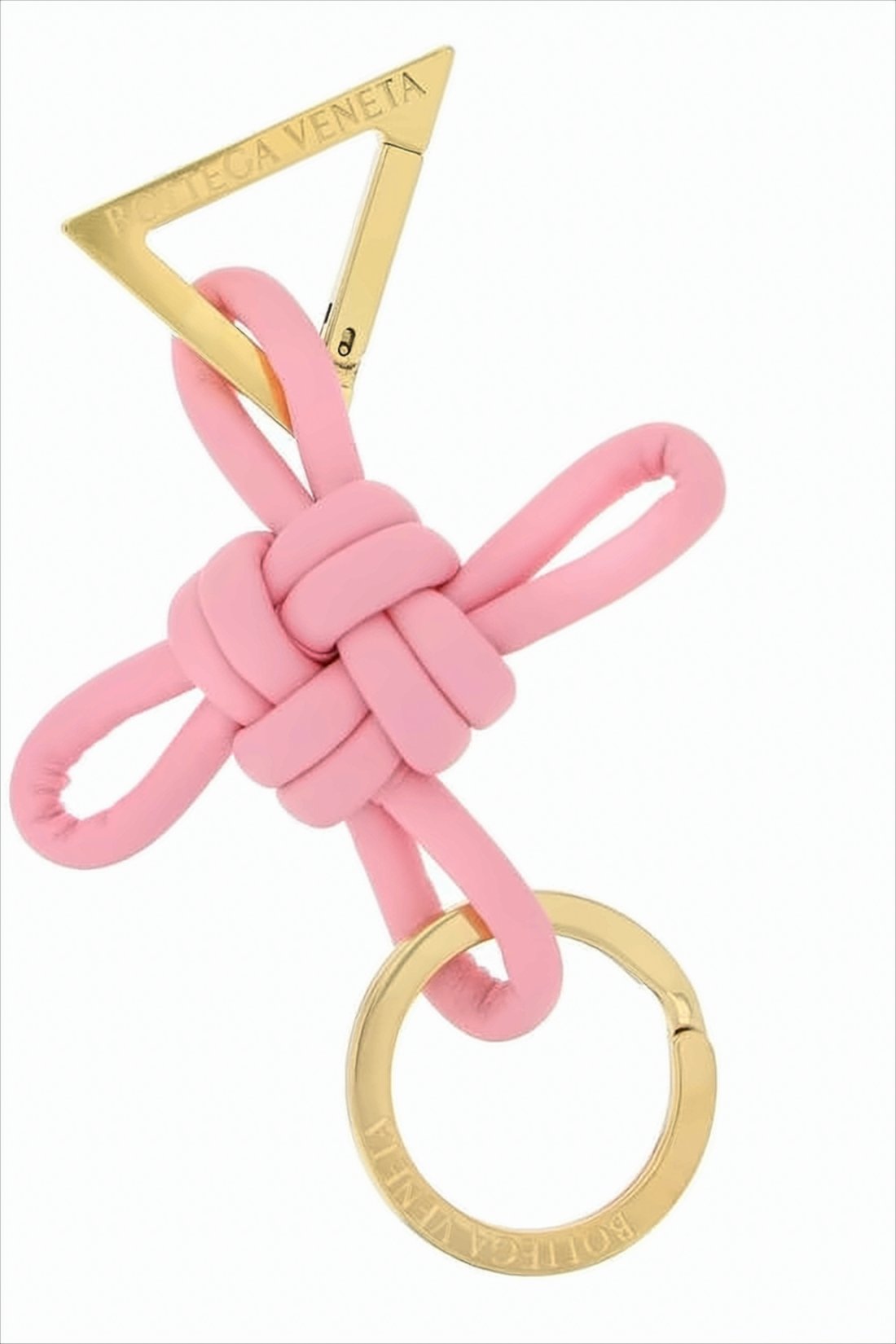 Intricately Knotted Pink Lambskin Keyring