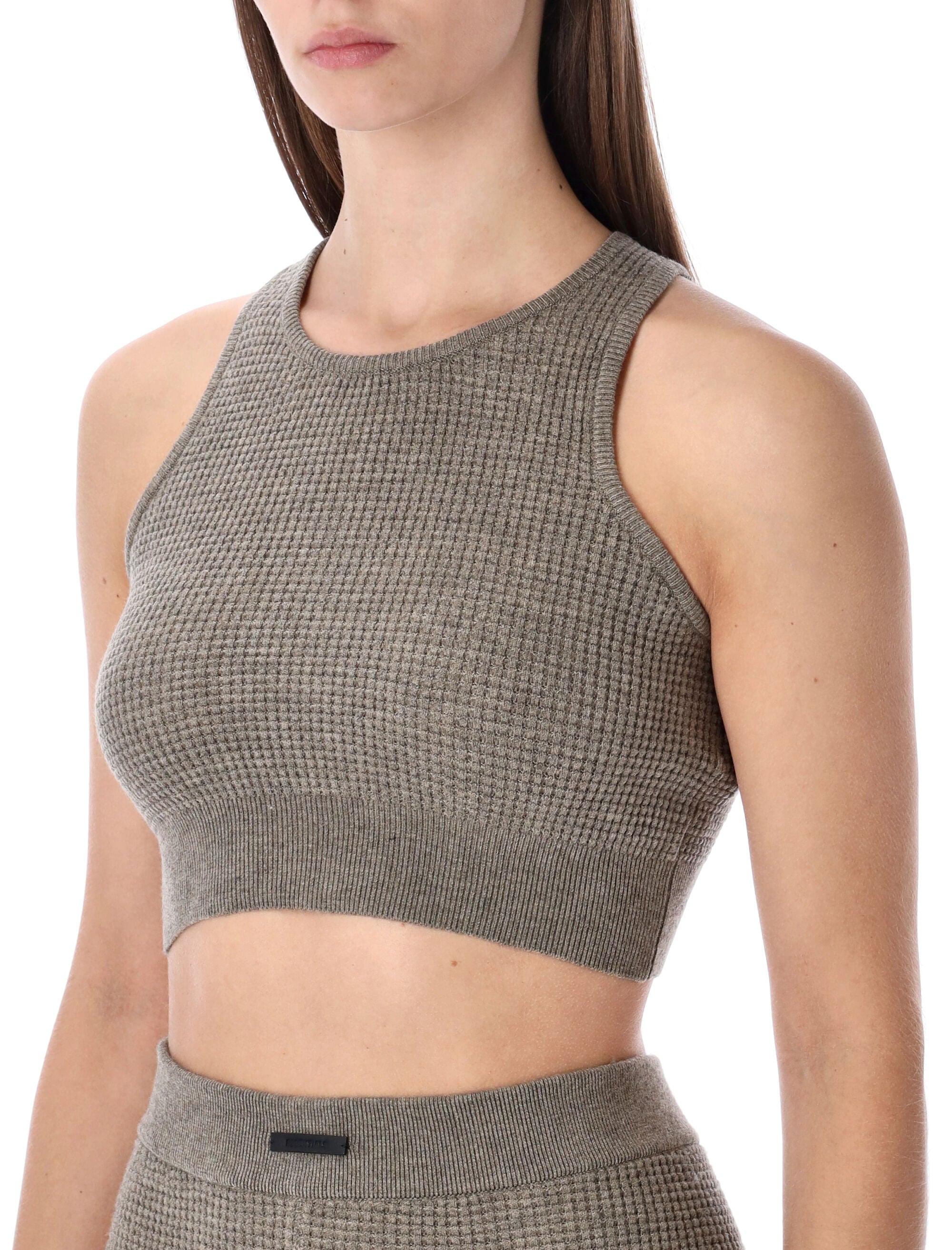 Waffle Knit Cropped Sport Tank