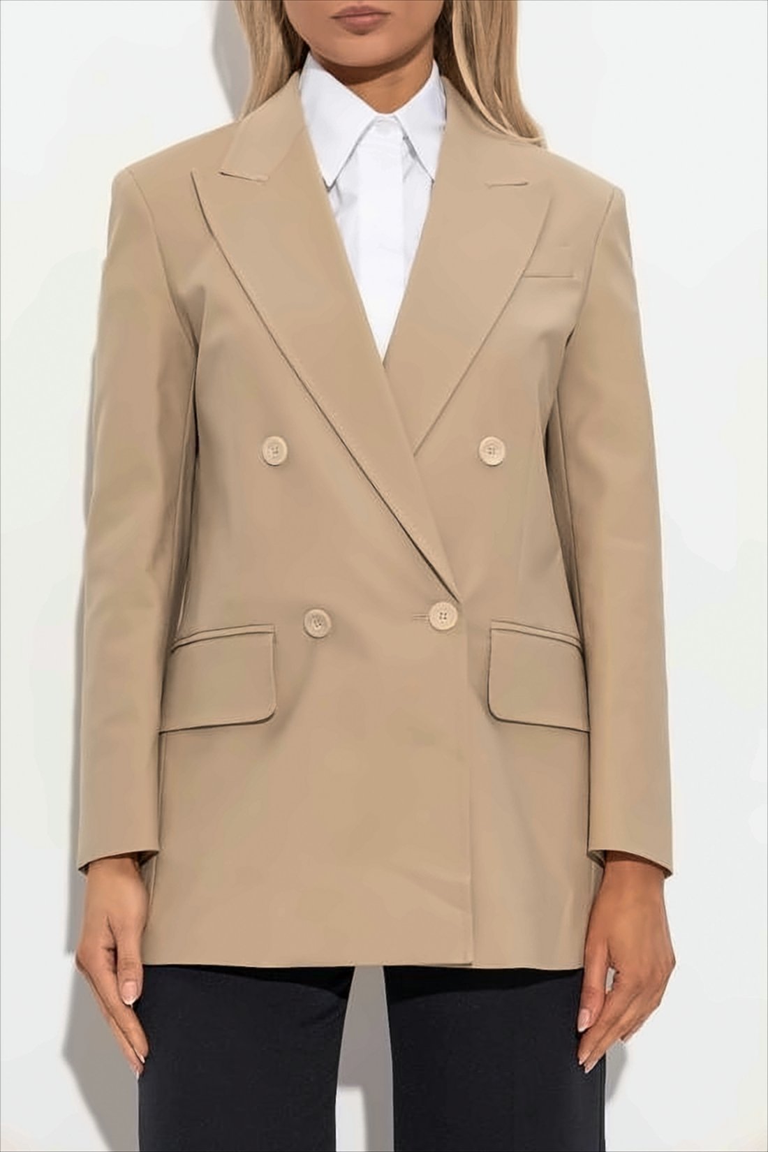 Tailored Double-Breasted Jacket With Structured Silhouette