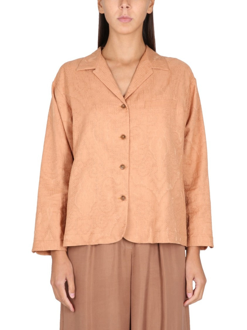 Ajoure' Jacket With Notched Lapels And Button Closure