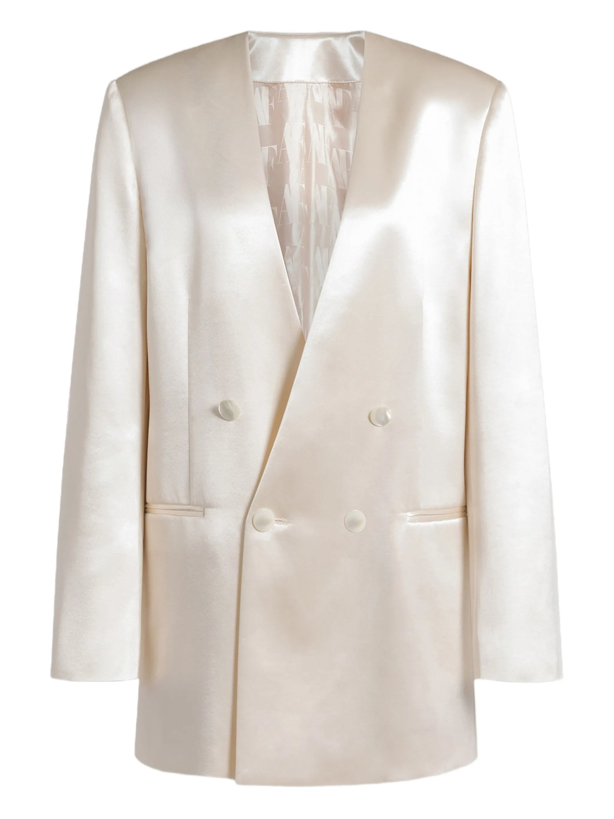 Double-Breasted Jacket with Oversized Silhouette and Lustrous Finish