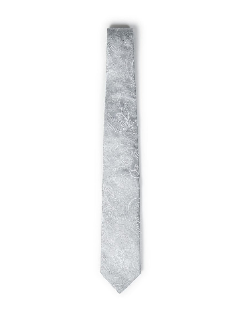 Pearl Grey Tie With Cashmere Pattern