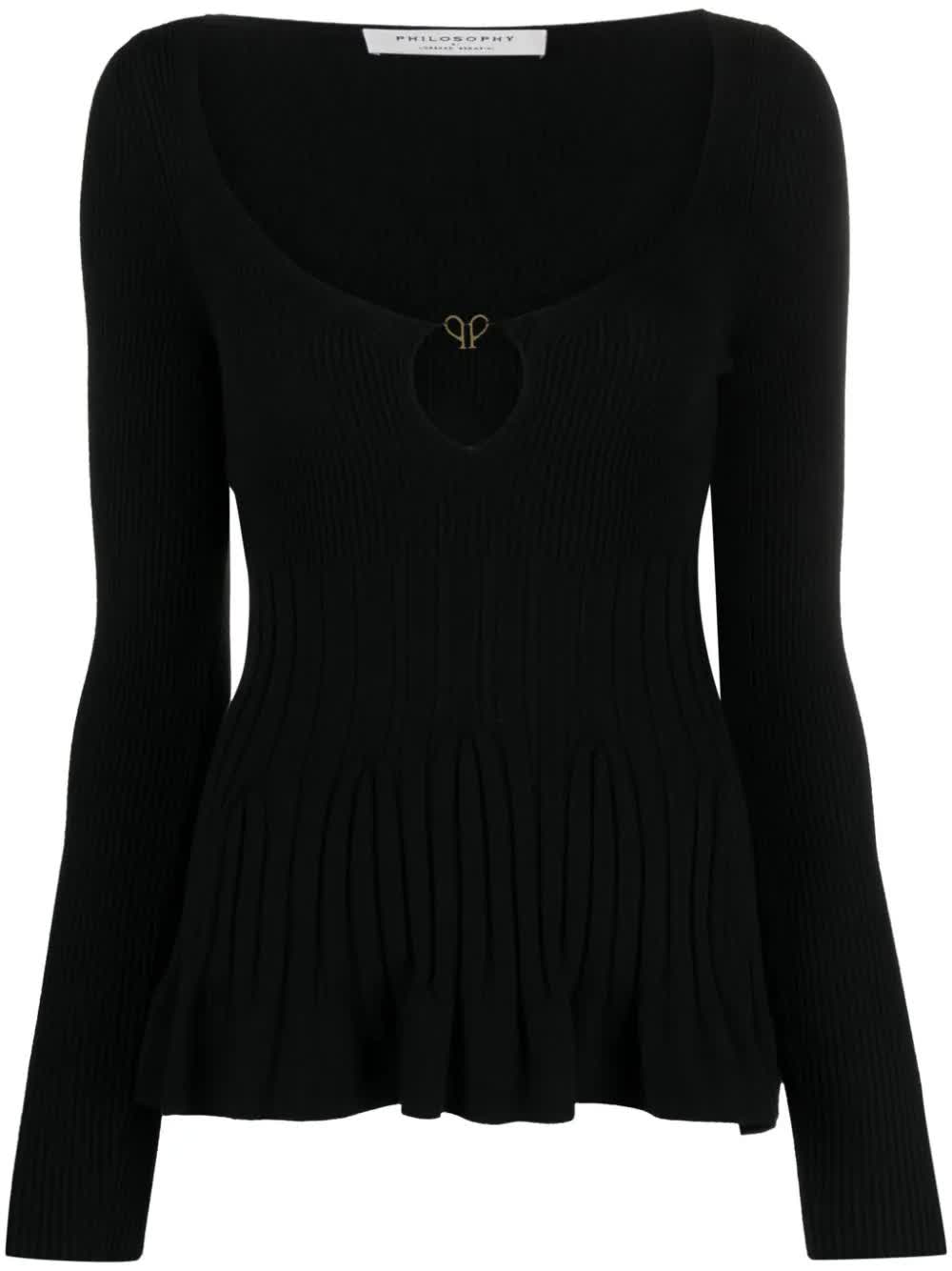 Fitted Ribbed Peplum Sweater