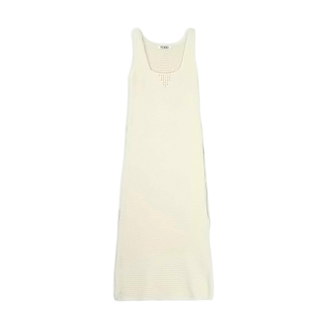 Textured Knit Midi Dress With Scoop Neckline And Subtle Detailing