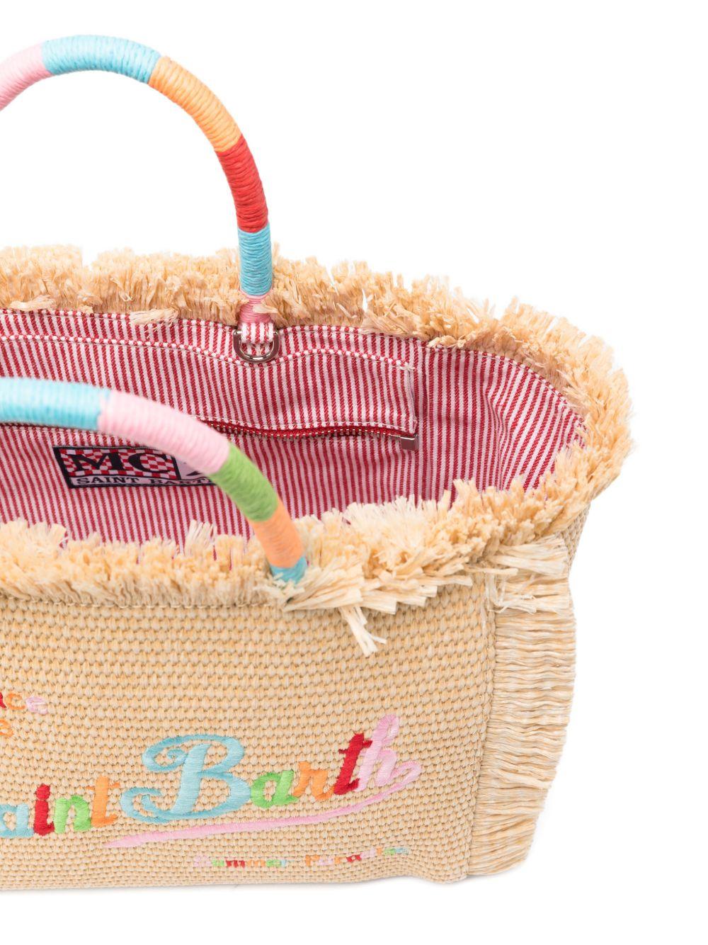 Rectangular Woven Tote Bag with Fringed Edges