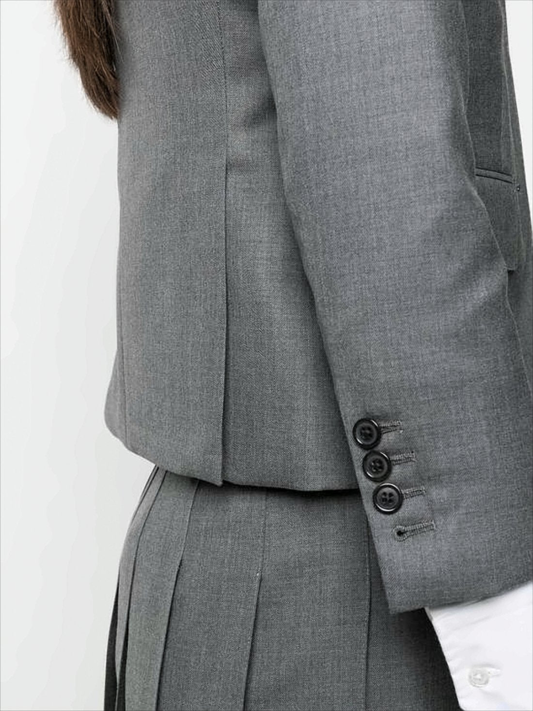 Tailored Grey Wool Blazer with Notched Lapel