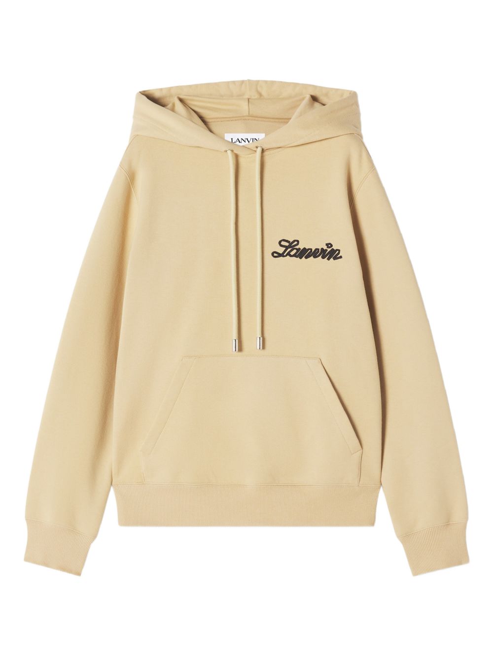 Beige Relaxed-Fit Hoodie with Adjustable Drawstring