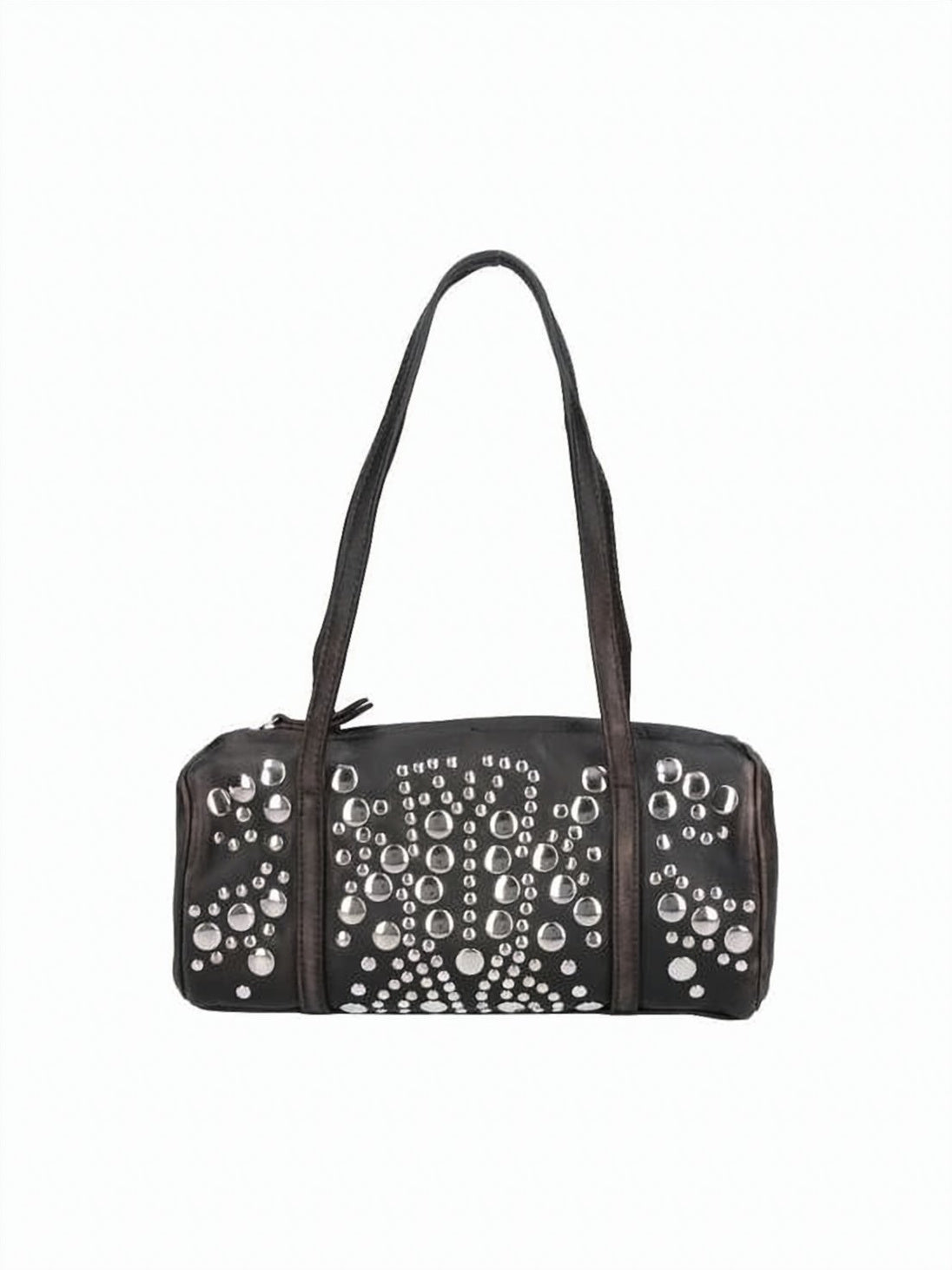 Black Cylindrical Metallic Studded Shoulder Bag