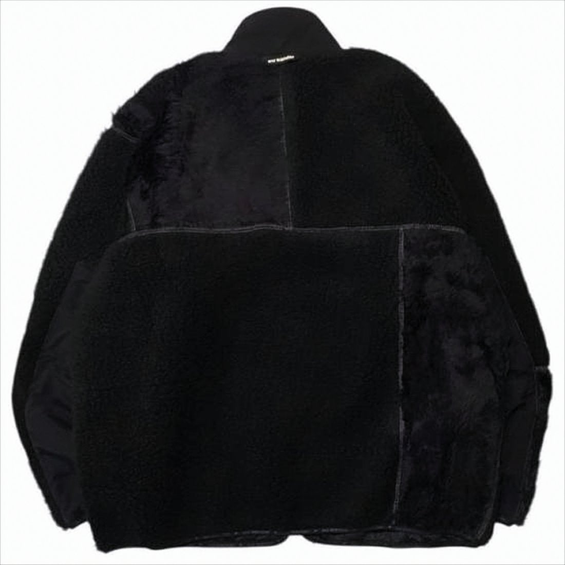 Textured Black Patchwork Jacket With High Collar