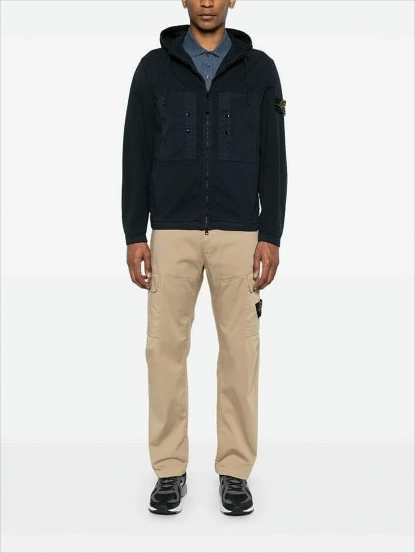 Minimalist Black Hooded Jacket with Dual Chest Pockets