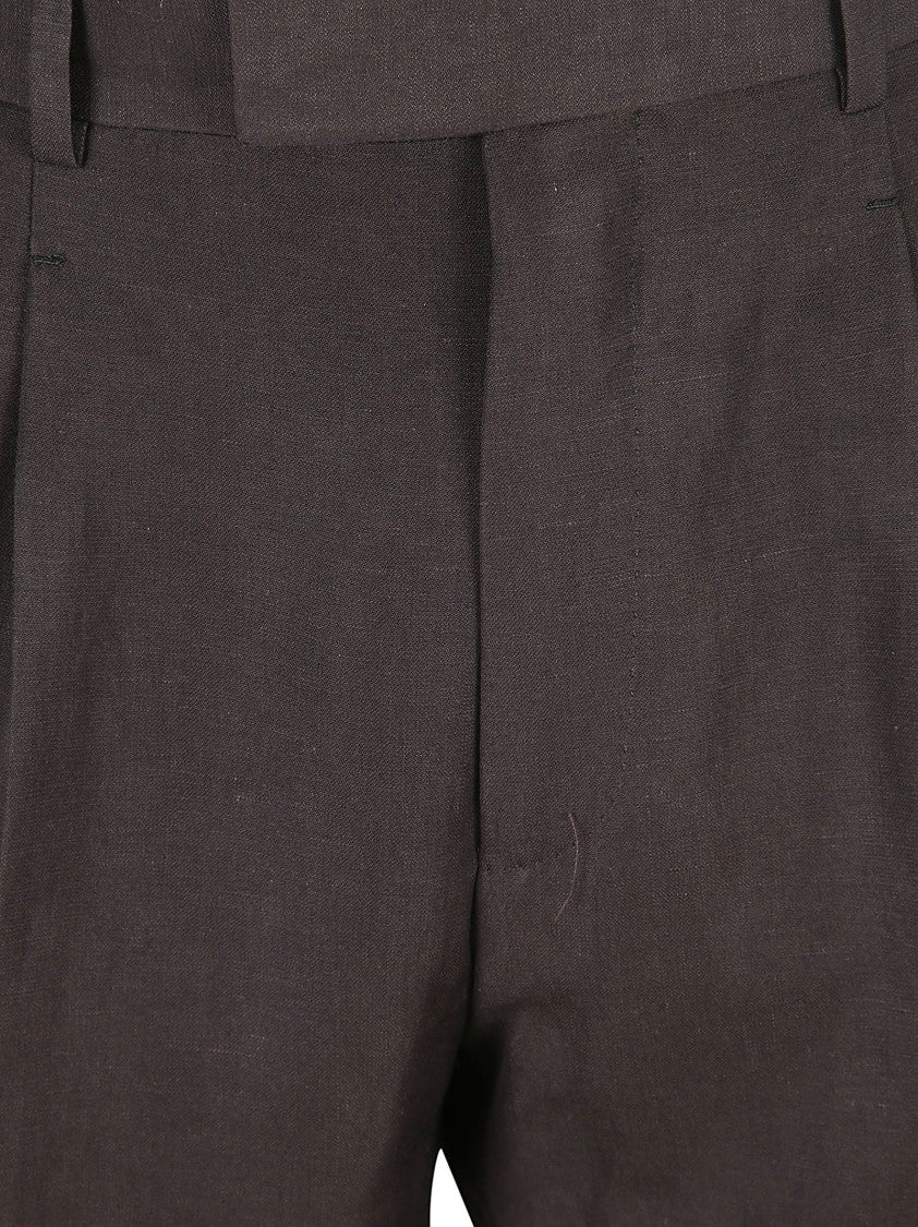 Tailored Brown Trousers With Subtle Pleats