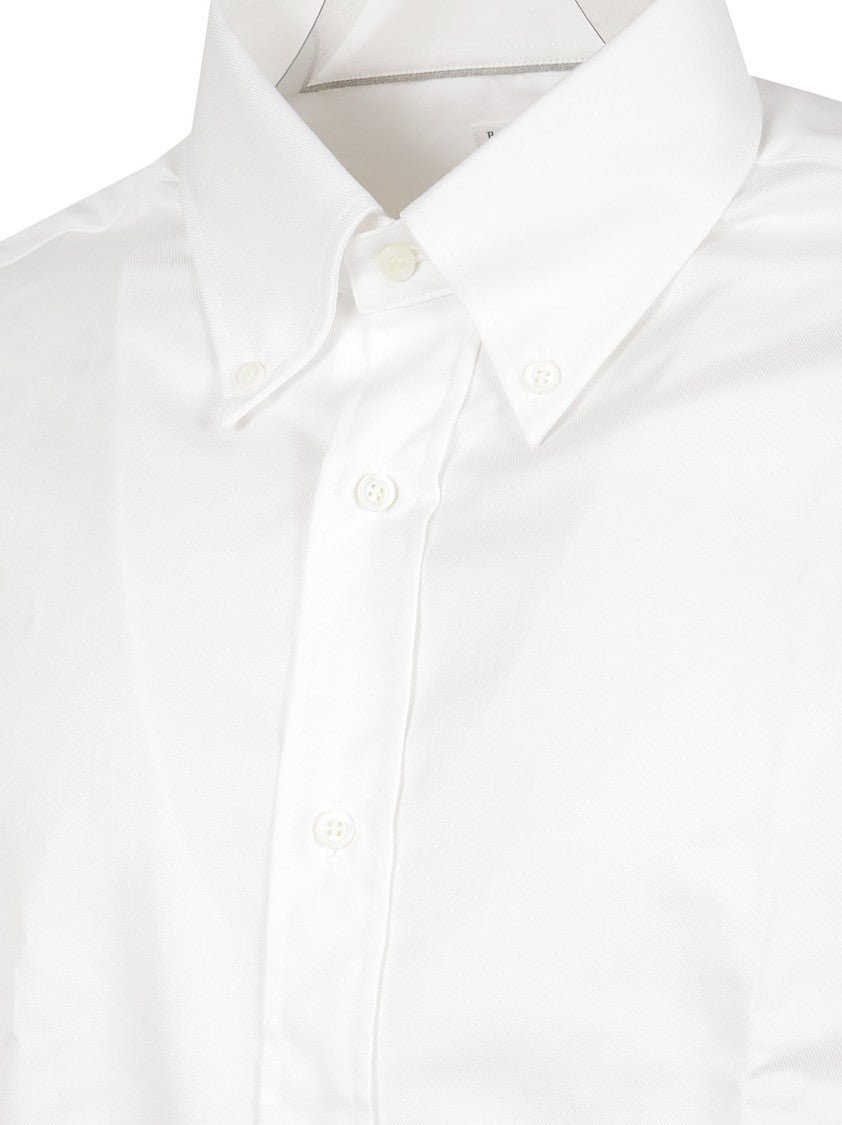 White Cotton Casual Shirt With Italian Collar