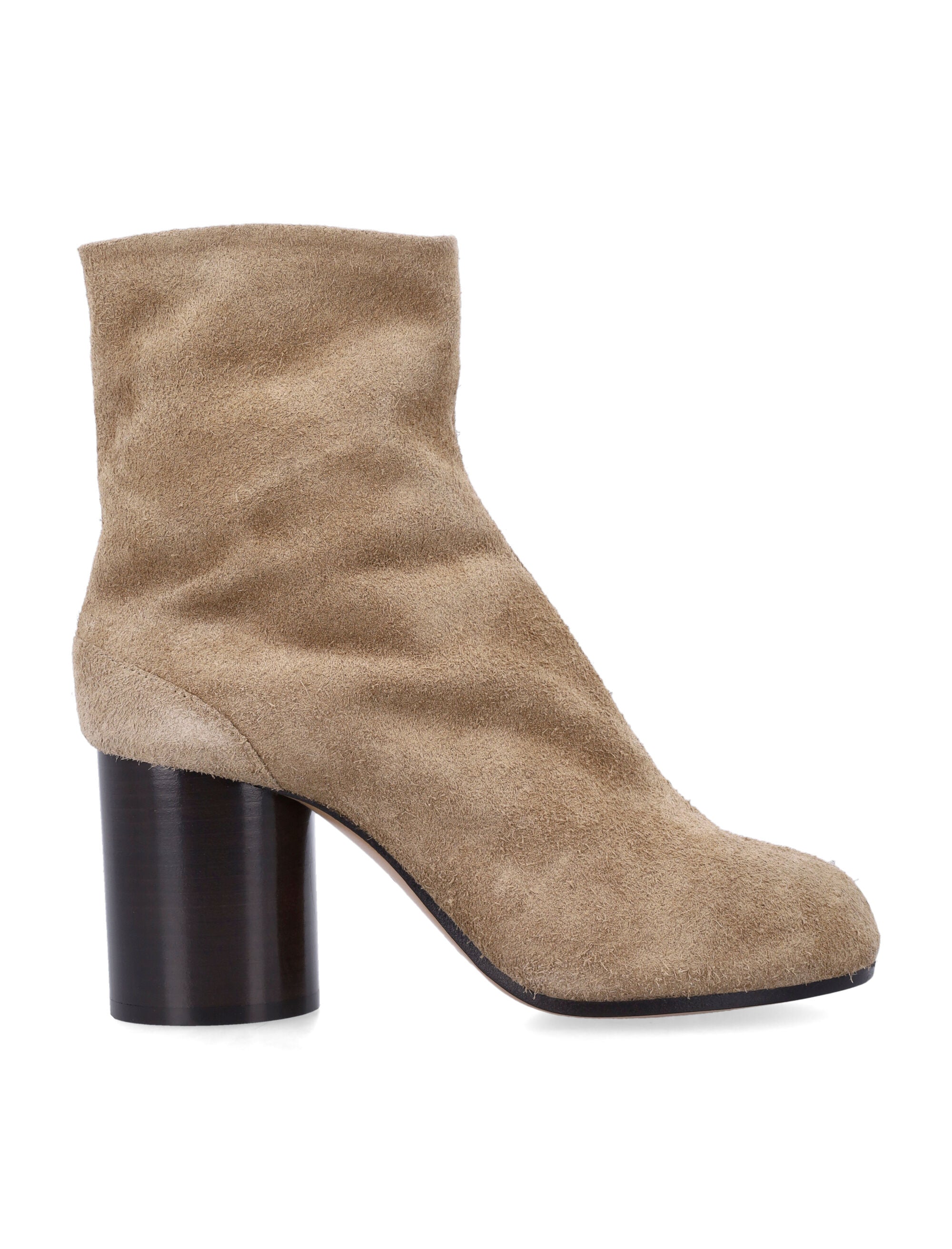 Beige Suede Tabi Ankle Boots