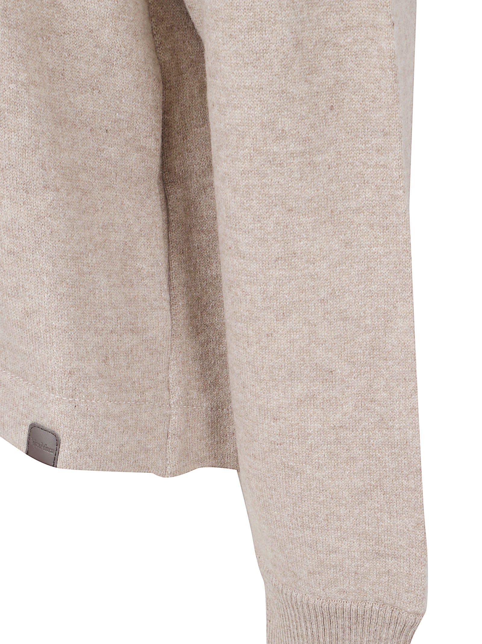 Beige Knit Sweater With Hood