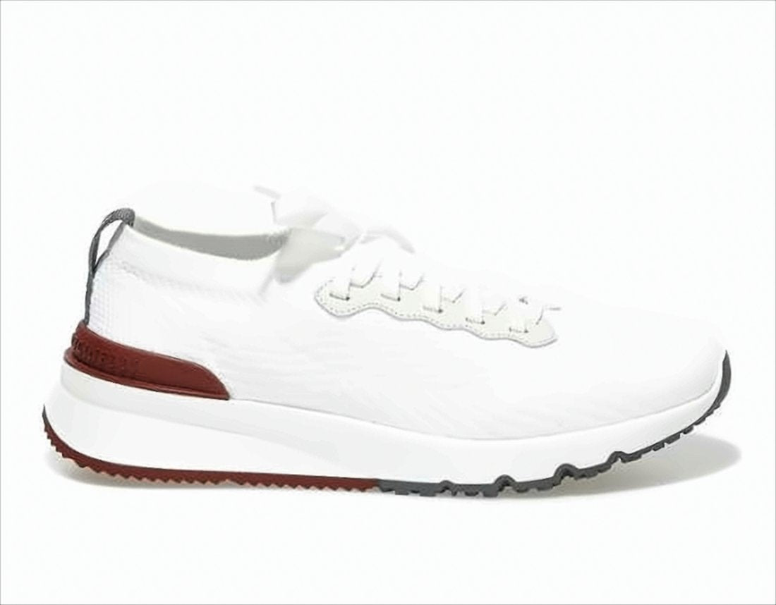 White Knitted Sneakers with Streamlined Silhouette